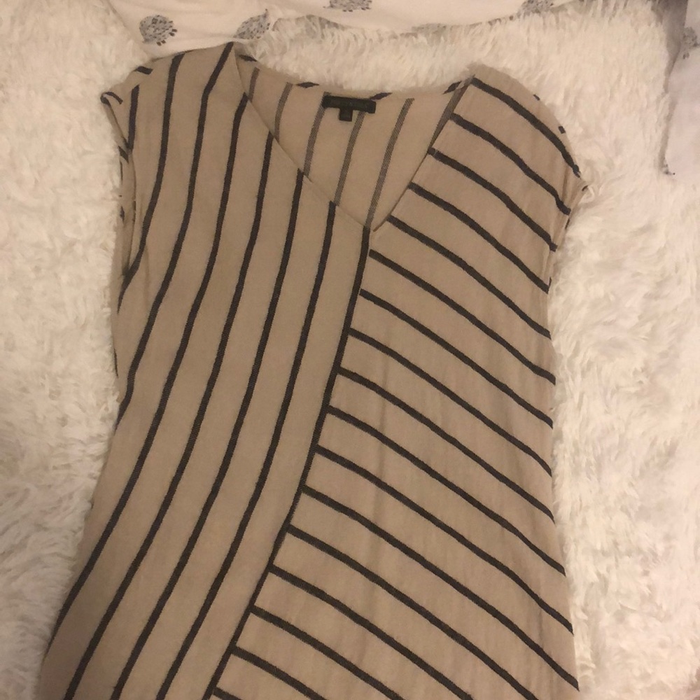 Maxi kaki and black linen dress sleeves dress.